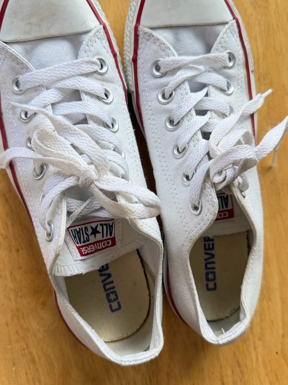 Converse Kids White Canvas Low-Top Sneakers with Red Trim